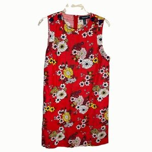 ModCloth 60s inspired Sleeveless Sheath Red Dress Retro Florals Size Medium